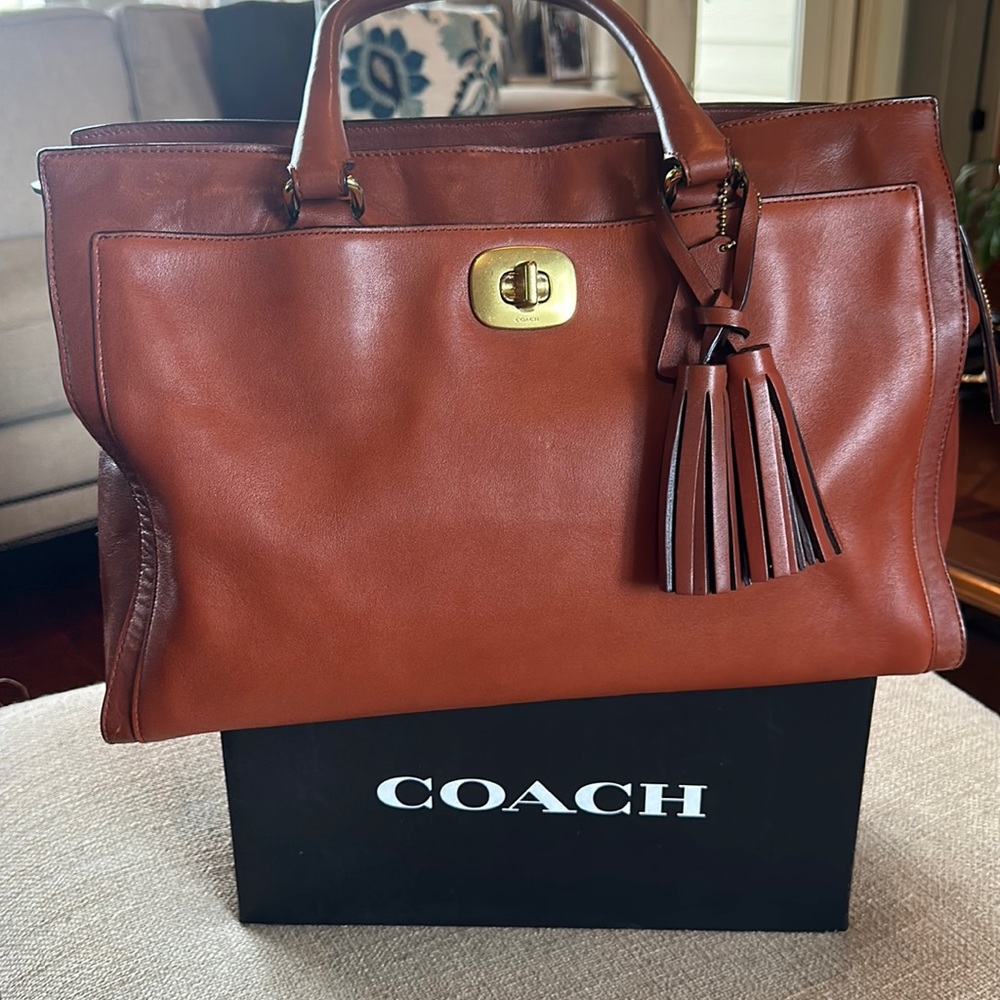 Coach Leather Cognac Brown Chelsea Carryall Bag